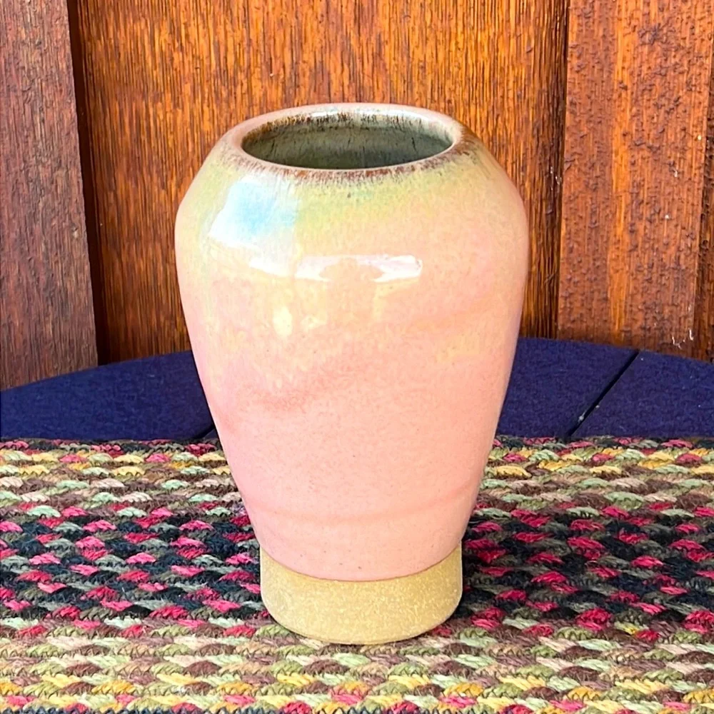 Handmade Pottery Vase Pink Glaze stoneware T. Gregory